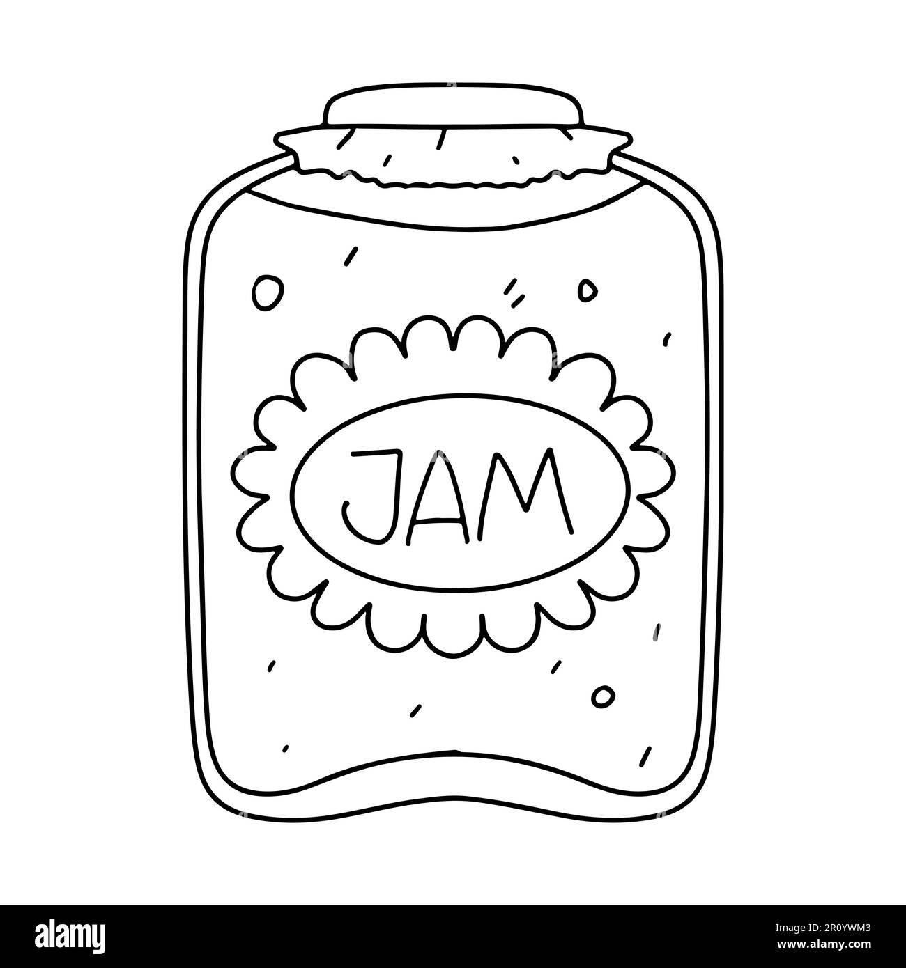 Glass jar with jam in hand drawn doodle style. Vector illustration
