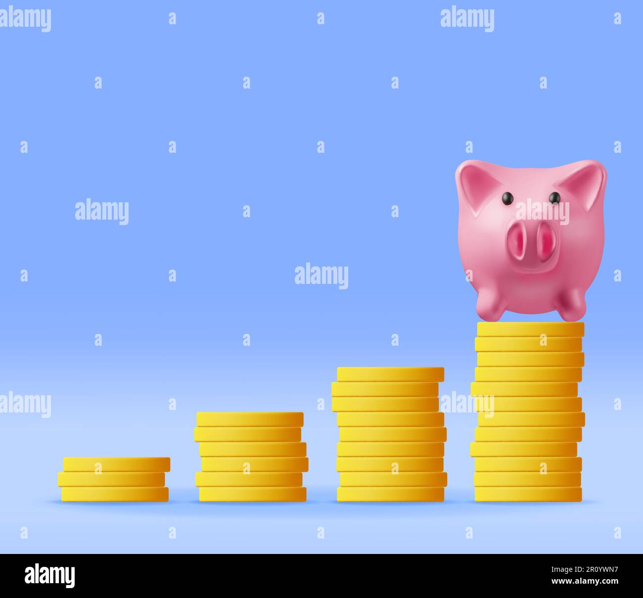 3D Piggy Bank and Growing Stacks of Coins Stock Vector Image & Art - Alamy