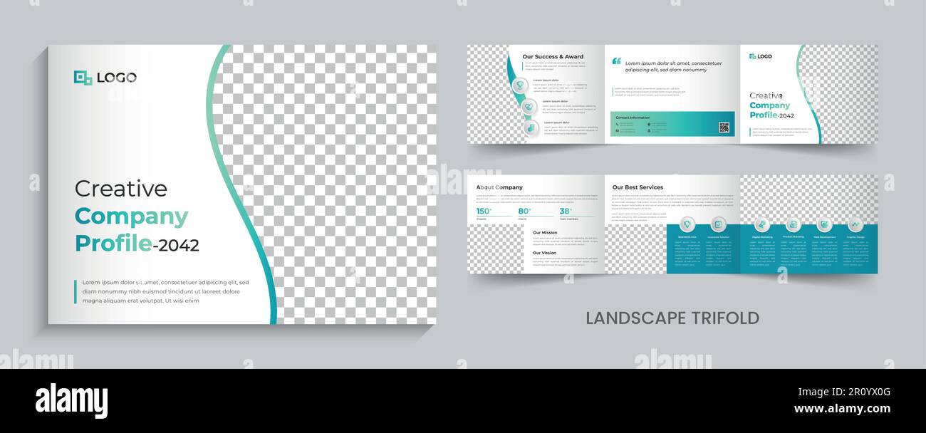 land scape trifold brochure template, magazine, catalog, landscape, business. Stock Vector