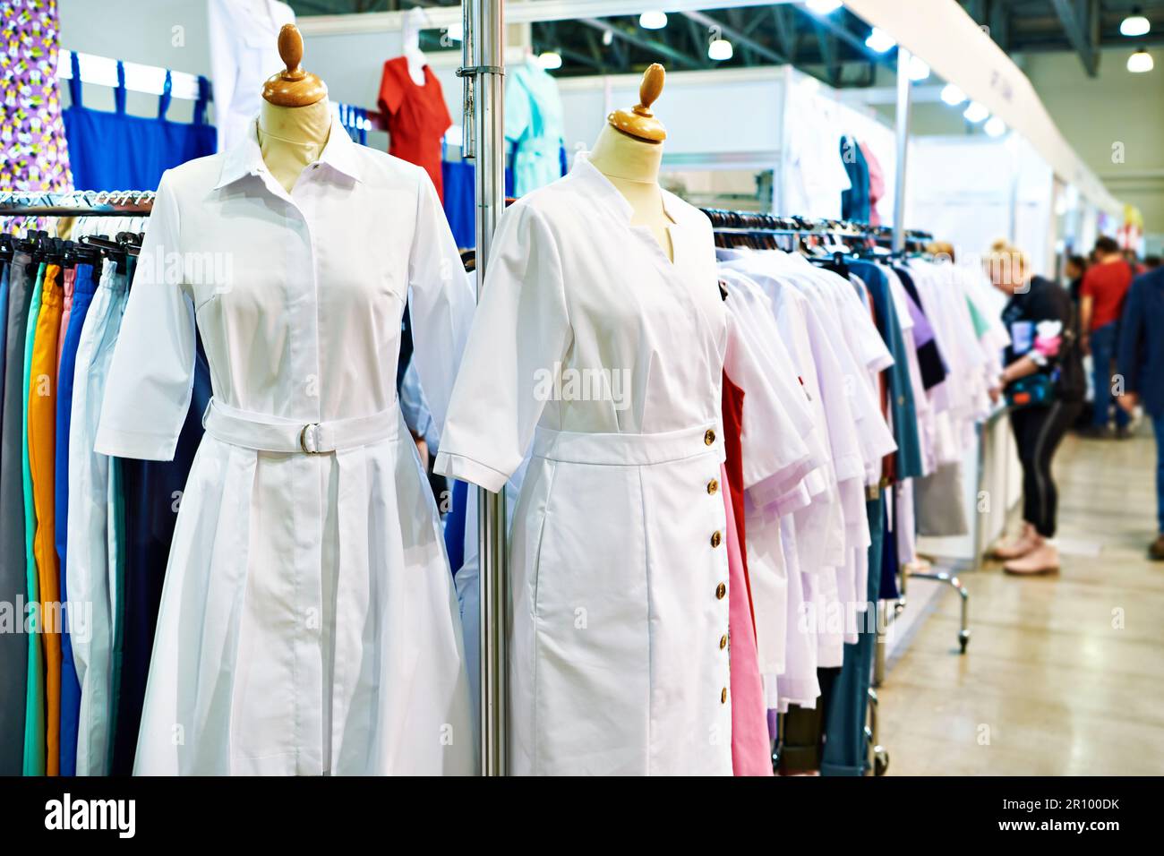 Clothes for doctors in the store at the exhibition Stock Photo Alamy