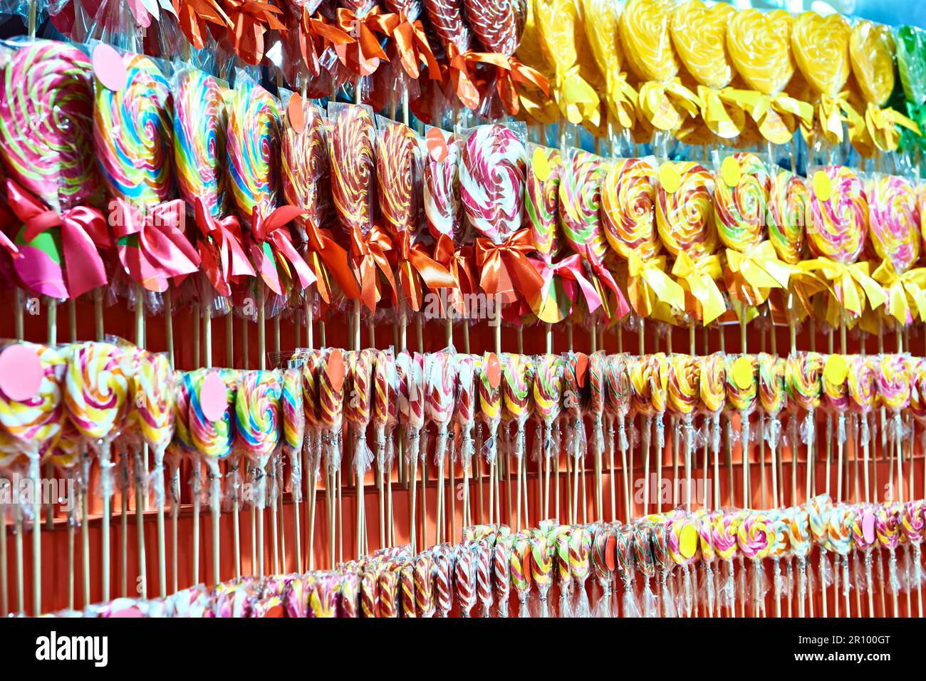 Colored caramel lollipops in a pastry shop Stock Photo Alamy