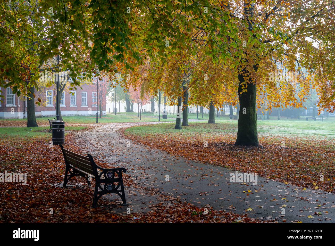 Autumn arrival and a pleasant view of Warrington Bank Park in UK Stock ...
