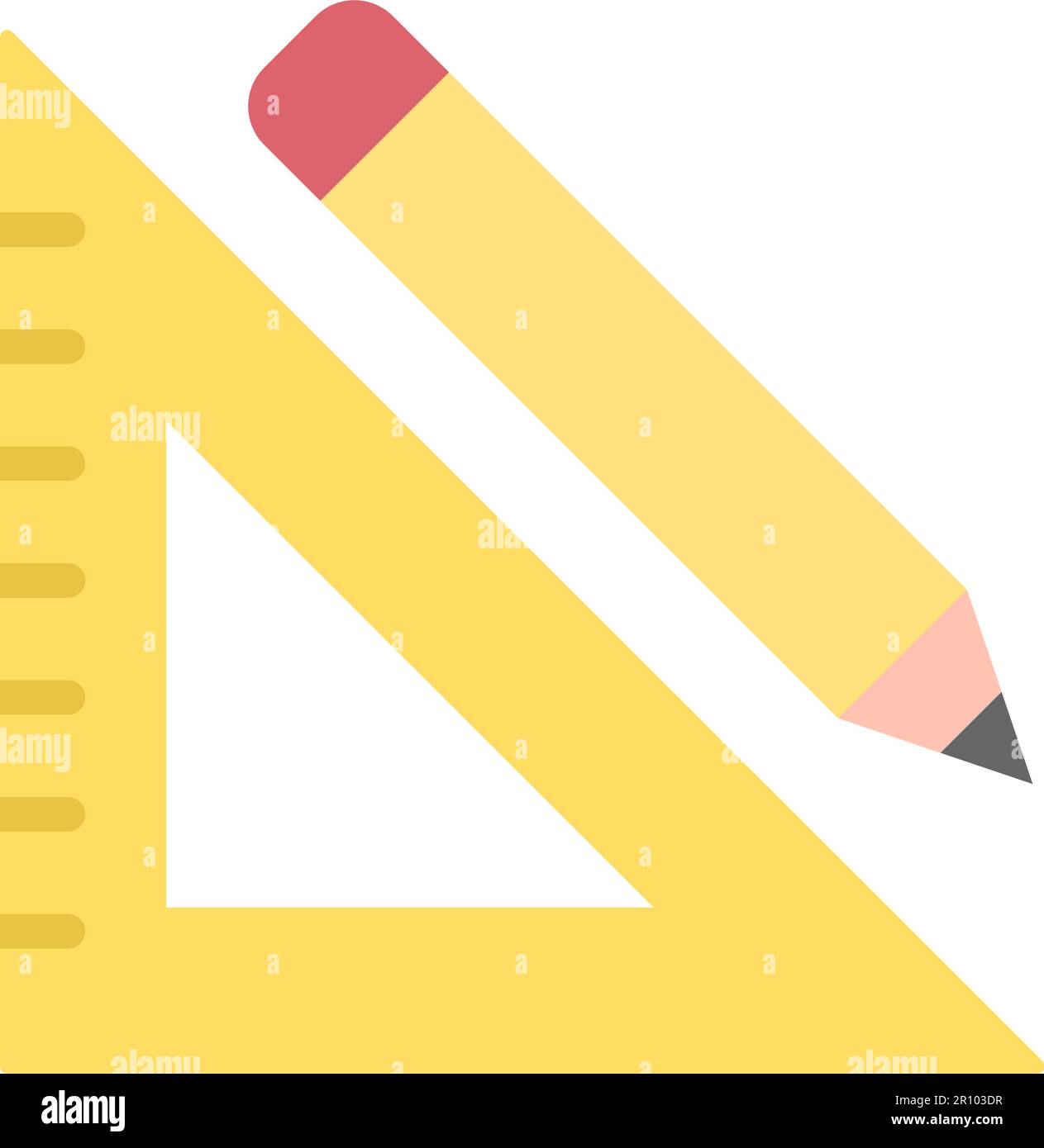 Pencil and Set Square icon vector image. Suitable for mobile apps, web apps and print media. Stock Vector