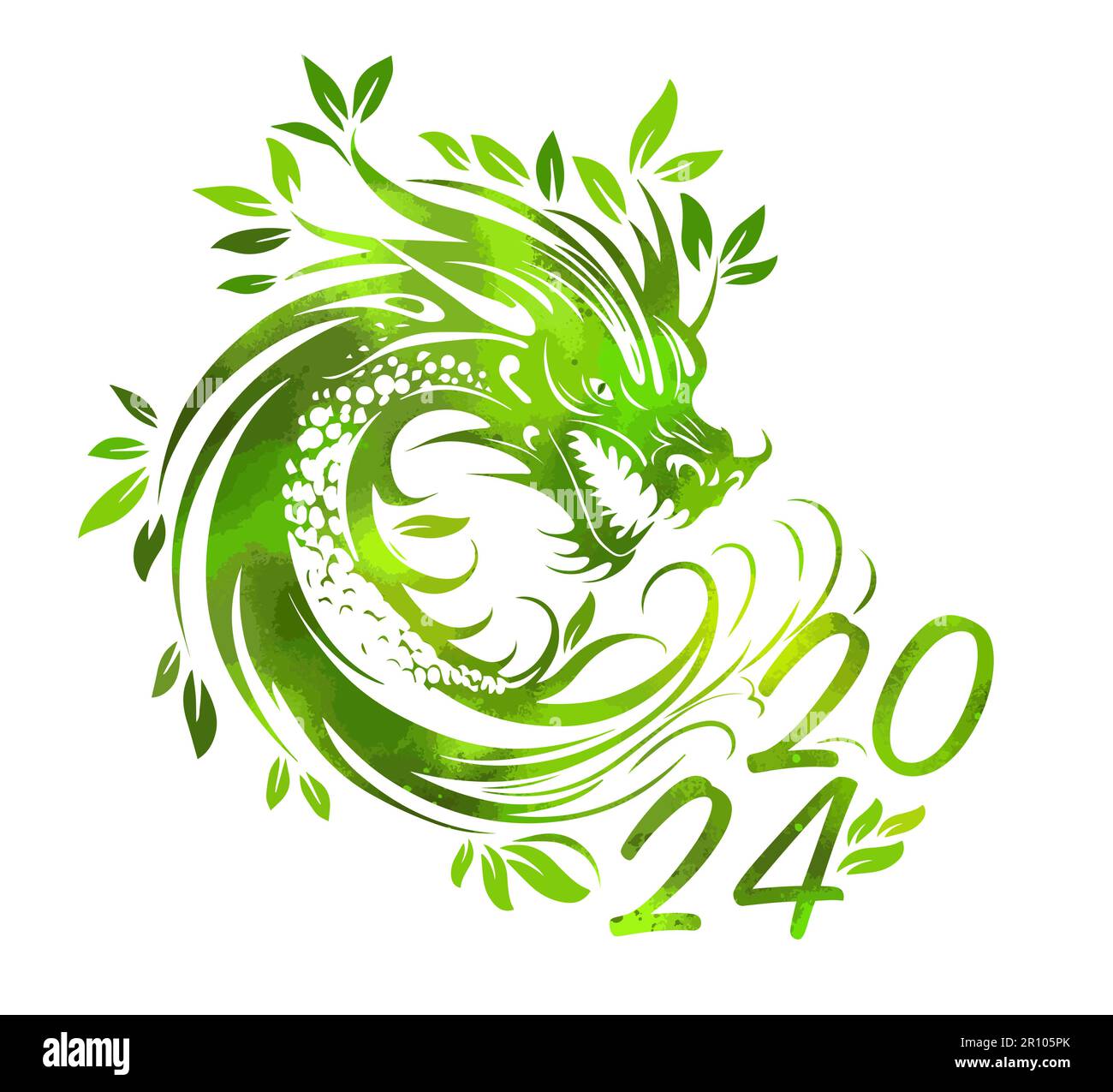 Symbol of Happy Chinese New Year 2024 green Dragon. Symbol of 2024