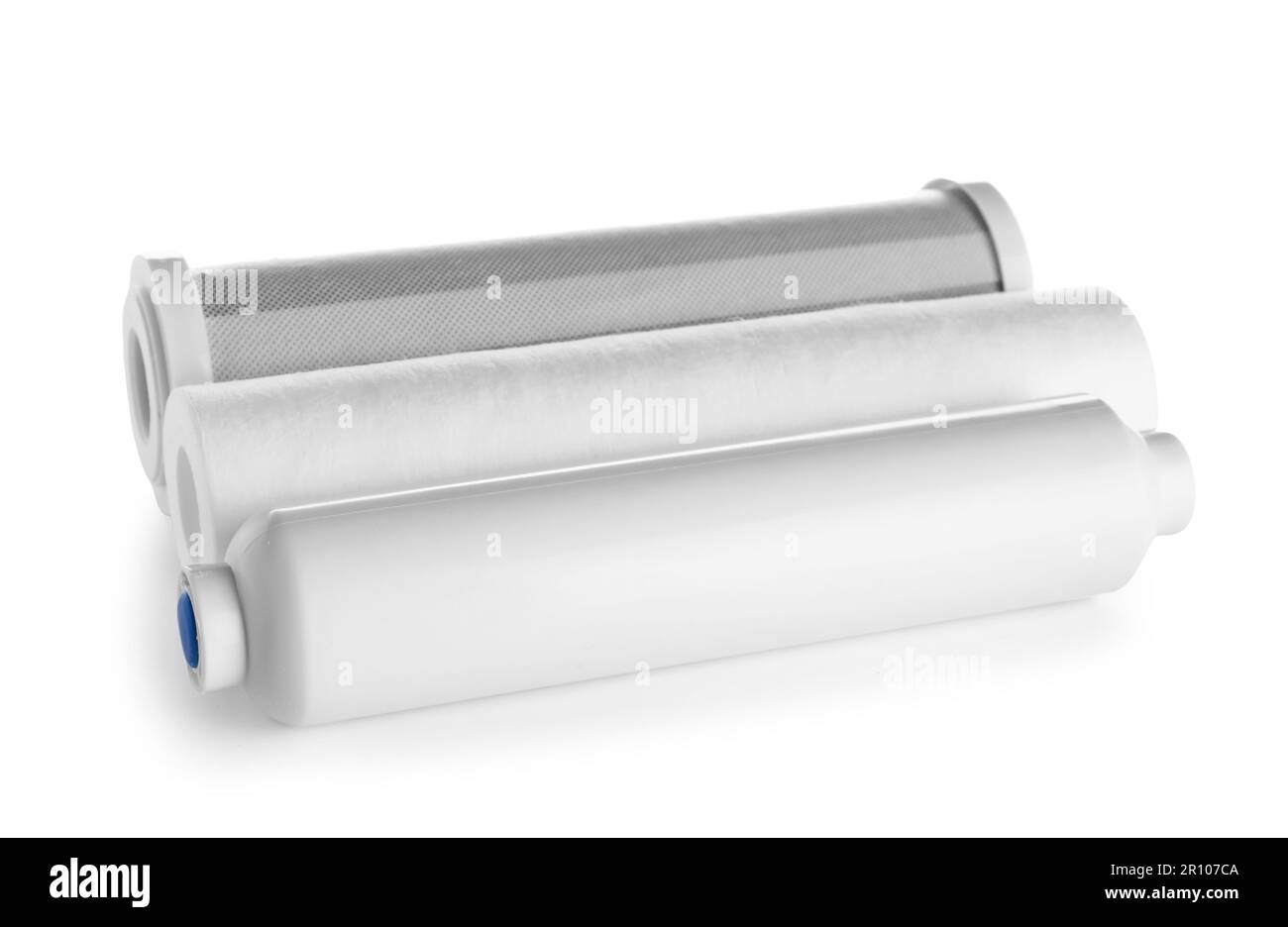 New water filter cartridges isolated on white background Stock Photo
