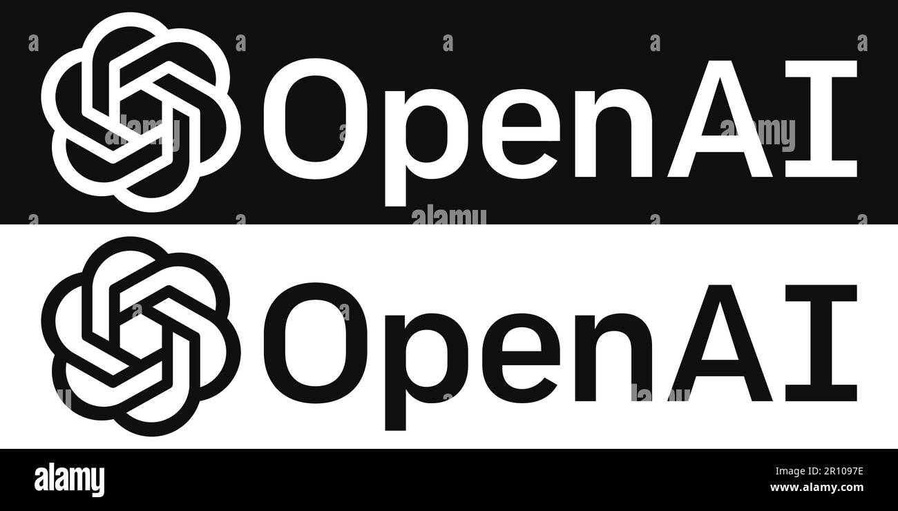 OpenAI logos. Design can use for web and mobile app. Two-tone version on black and white background Stock Vector