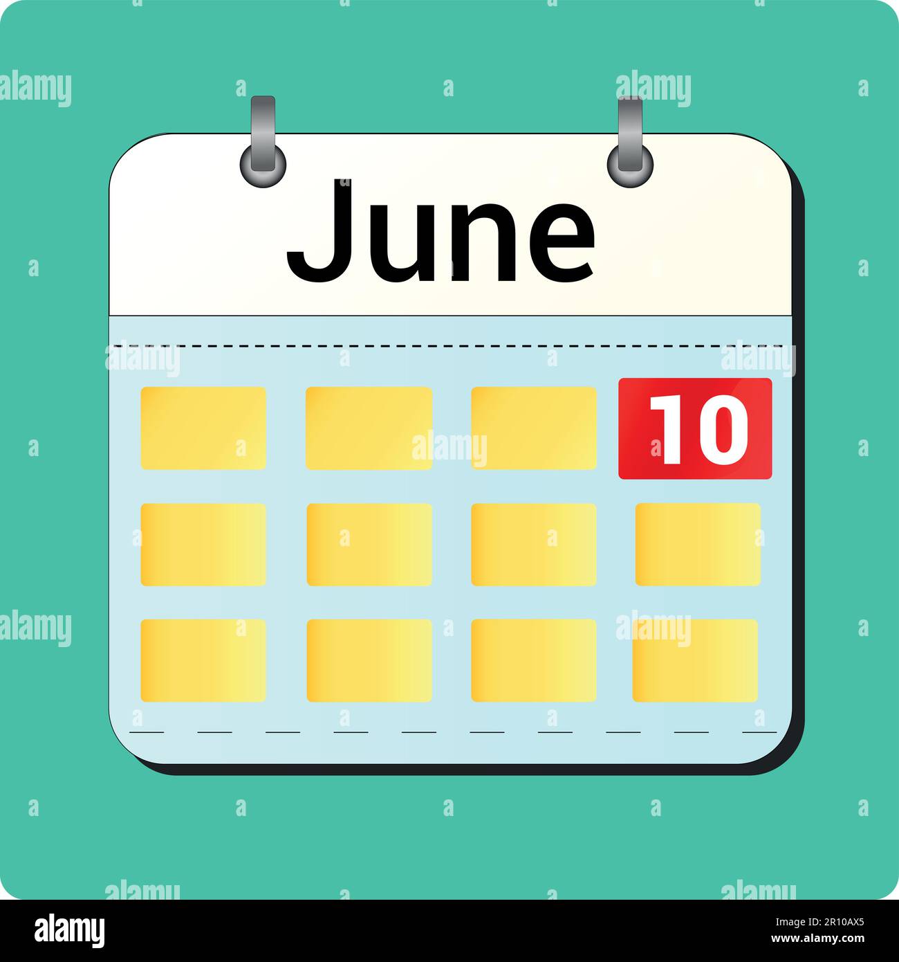 calendar vector drawing, date June 10 on the page Stock Vector Image