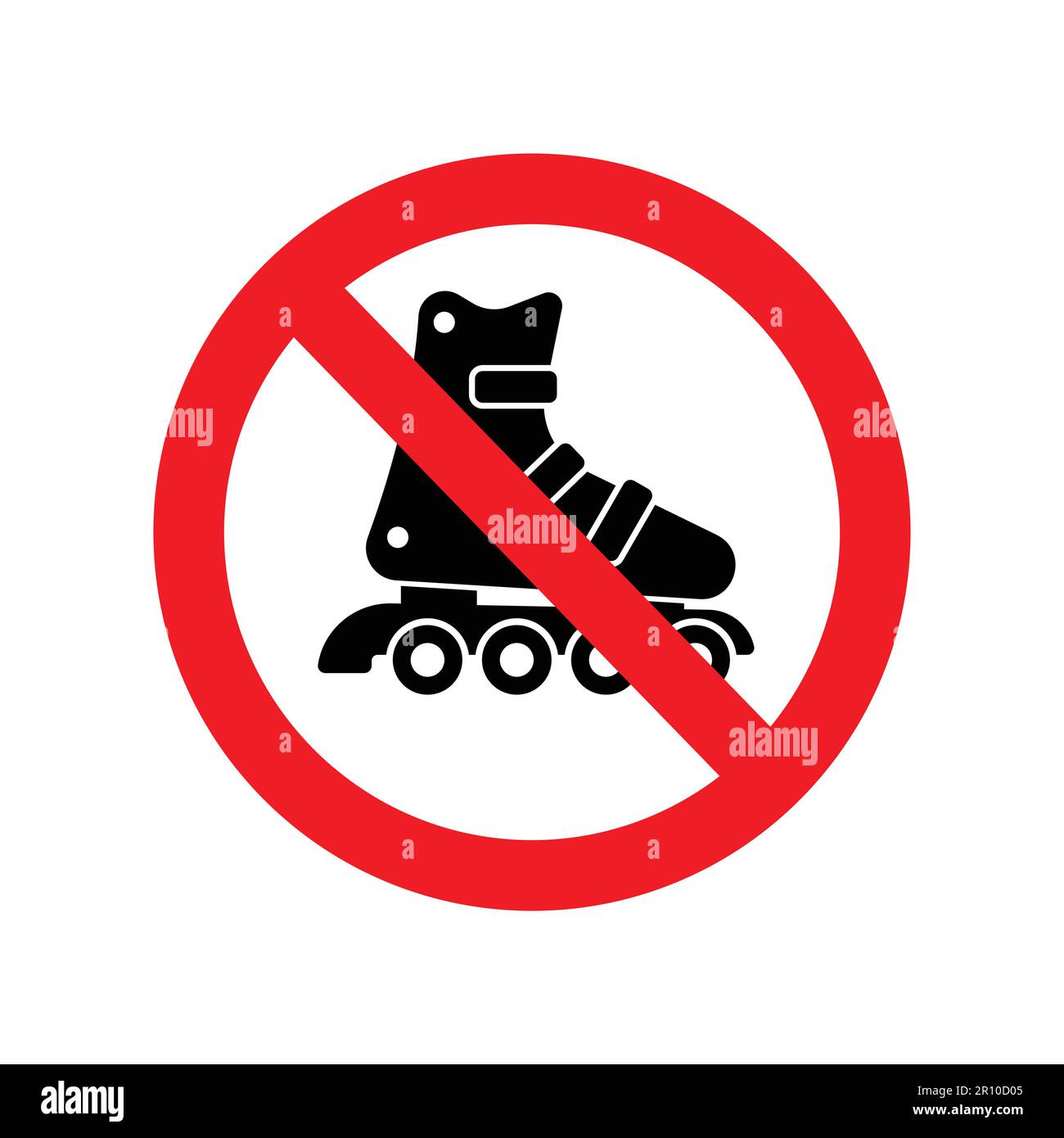 classic no inline skating rollerblading sign in red circle simple icon