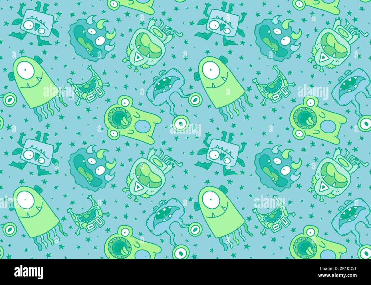 Cartoon monsters seamless emoticons aliens pattern for kids clothes ...