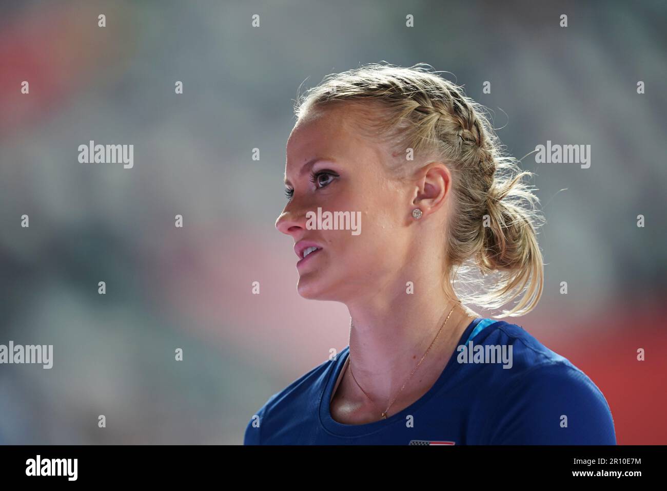 Katie Nageotte participating in the pole vault at the Doha 2019 World