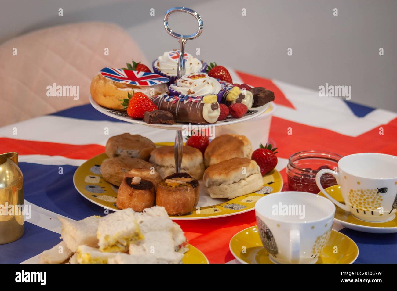 Photo of Kings Coronation Traditional British Afternoon Tea Stock Photo