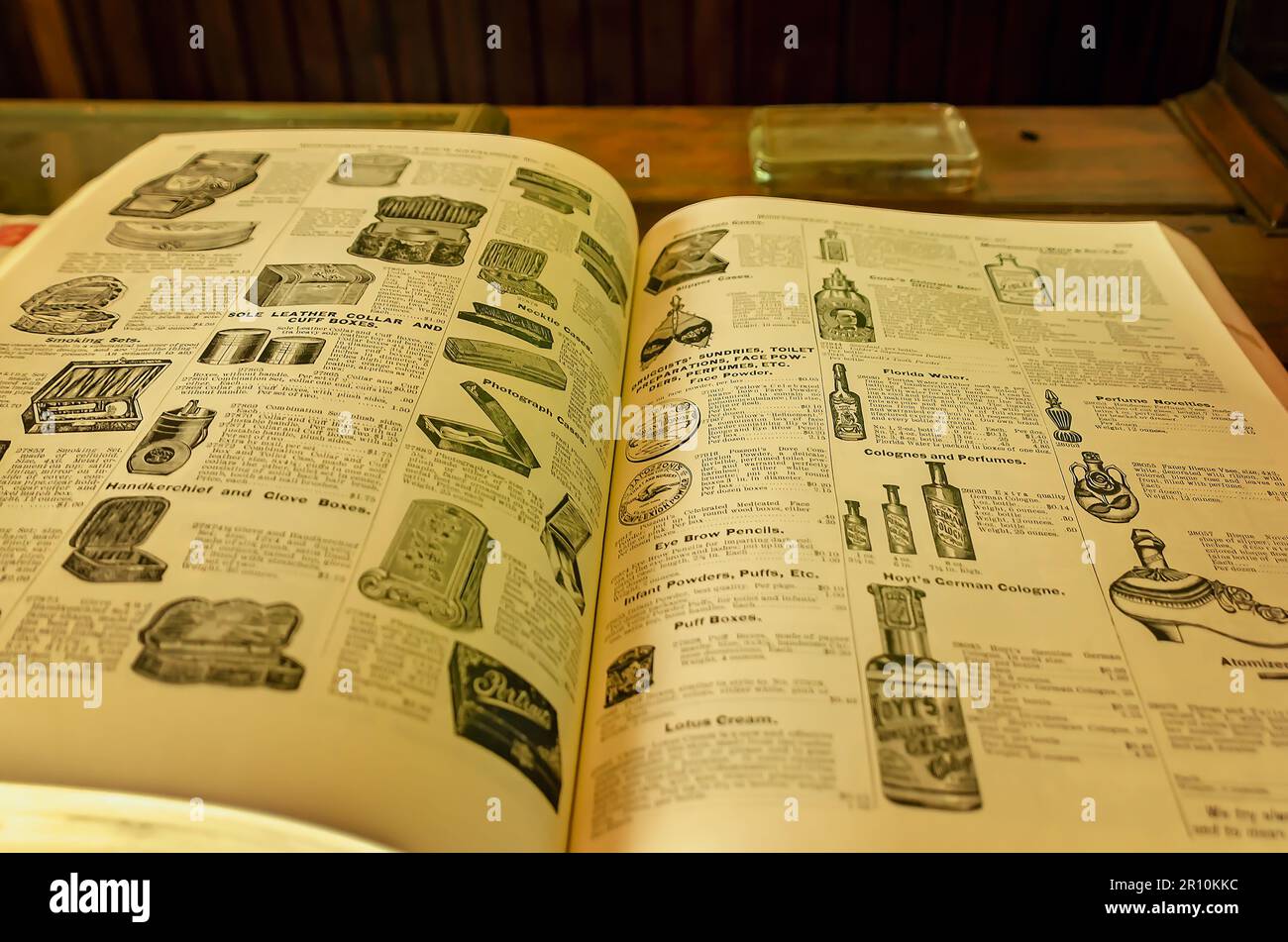 A facsimile of an 1895 Montgomery Ward catalogue is displayed at a general store at Baldwin County Bicentennial Park in Stockton, Alabama. Stock Photo