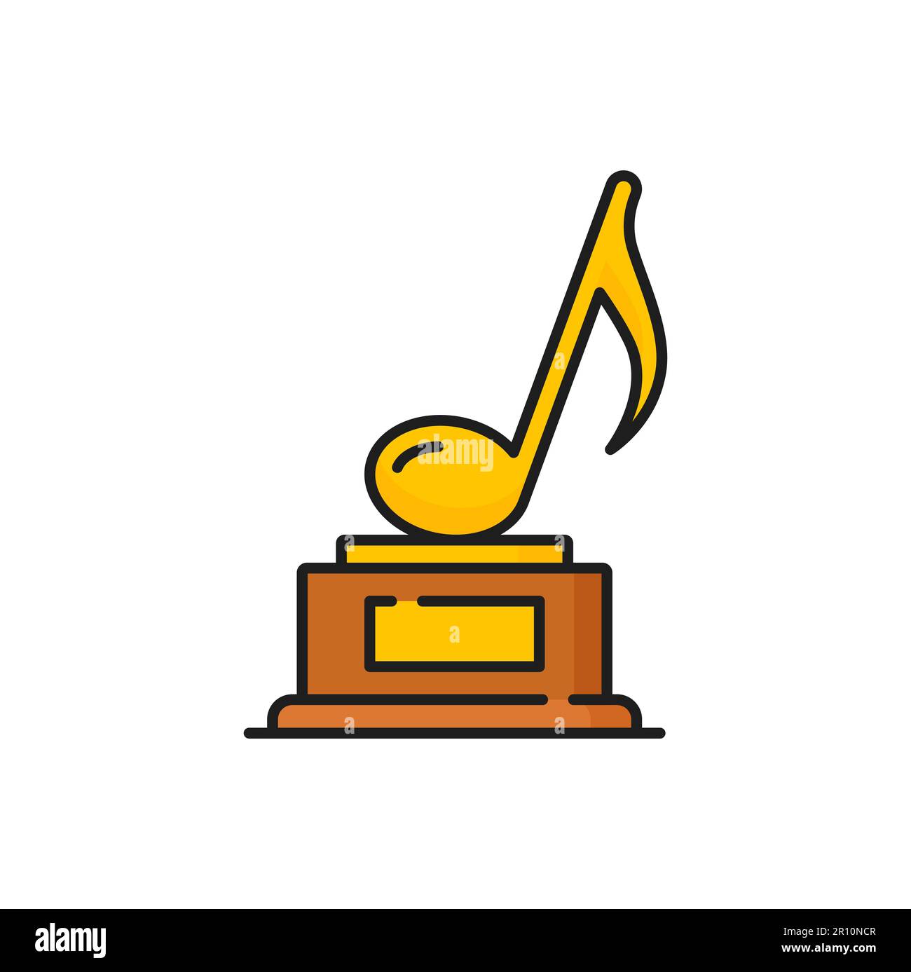 Gold music notes trophy isolated golden line award icon. Vector