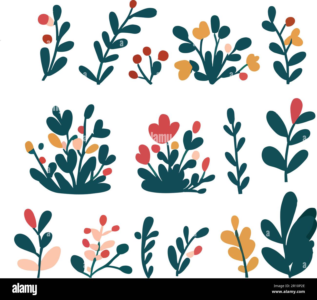 Extraordinary flat shrub forest frame floral vector Stock Vector