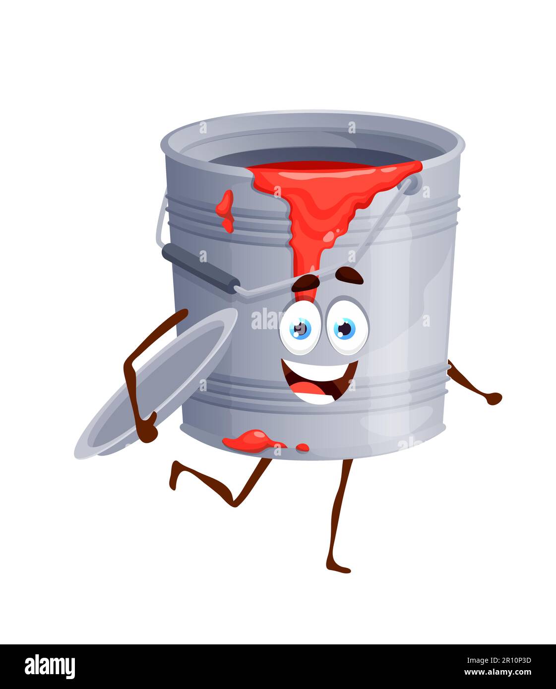 Paint bucket cartoon character, renovation works or construction and