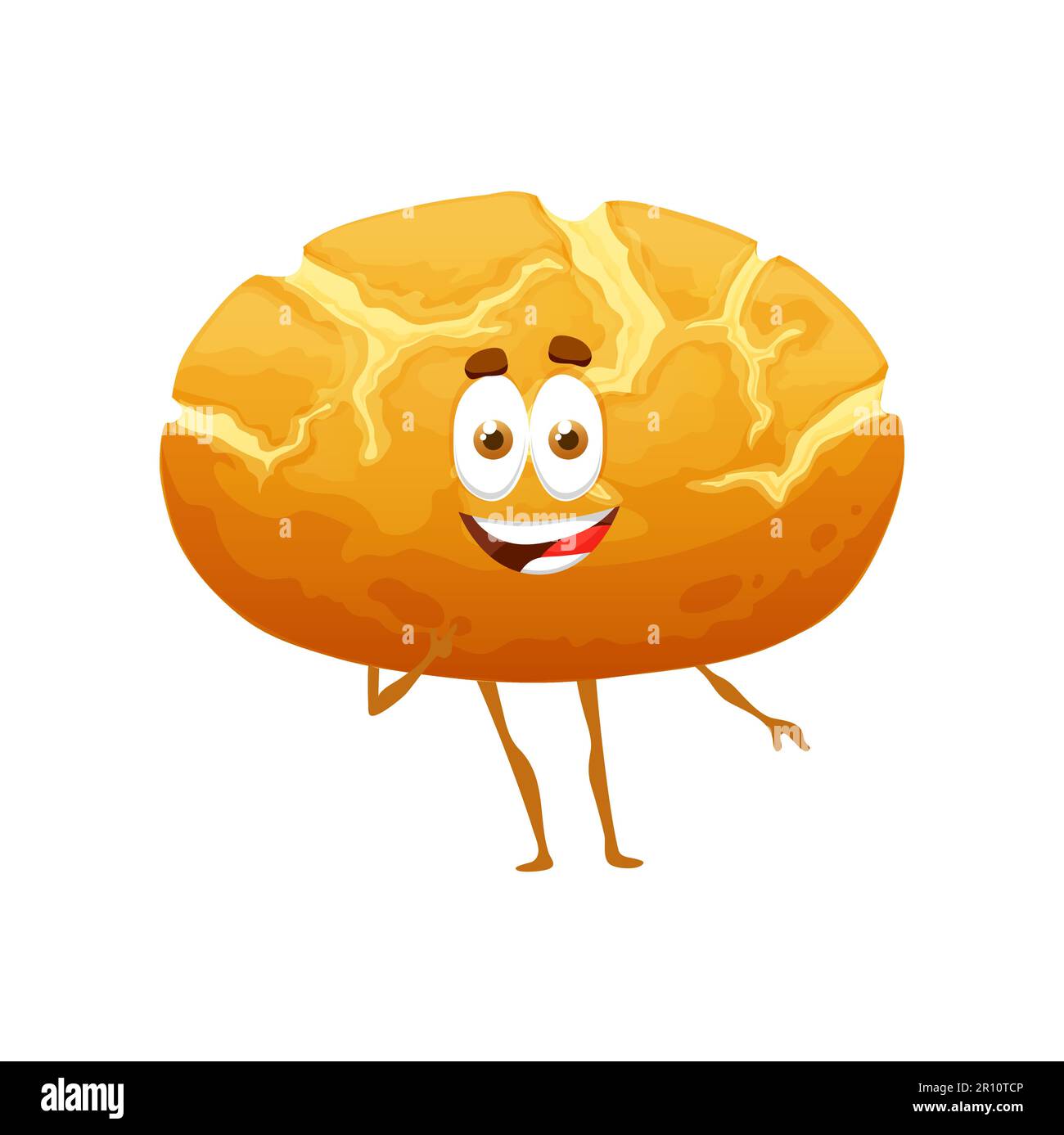 Cartoon Portuguese corn broa bread character, vector bakery and pastry food with face. Cute