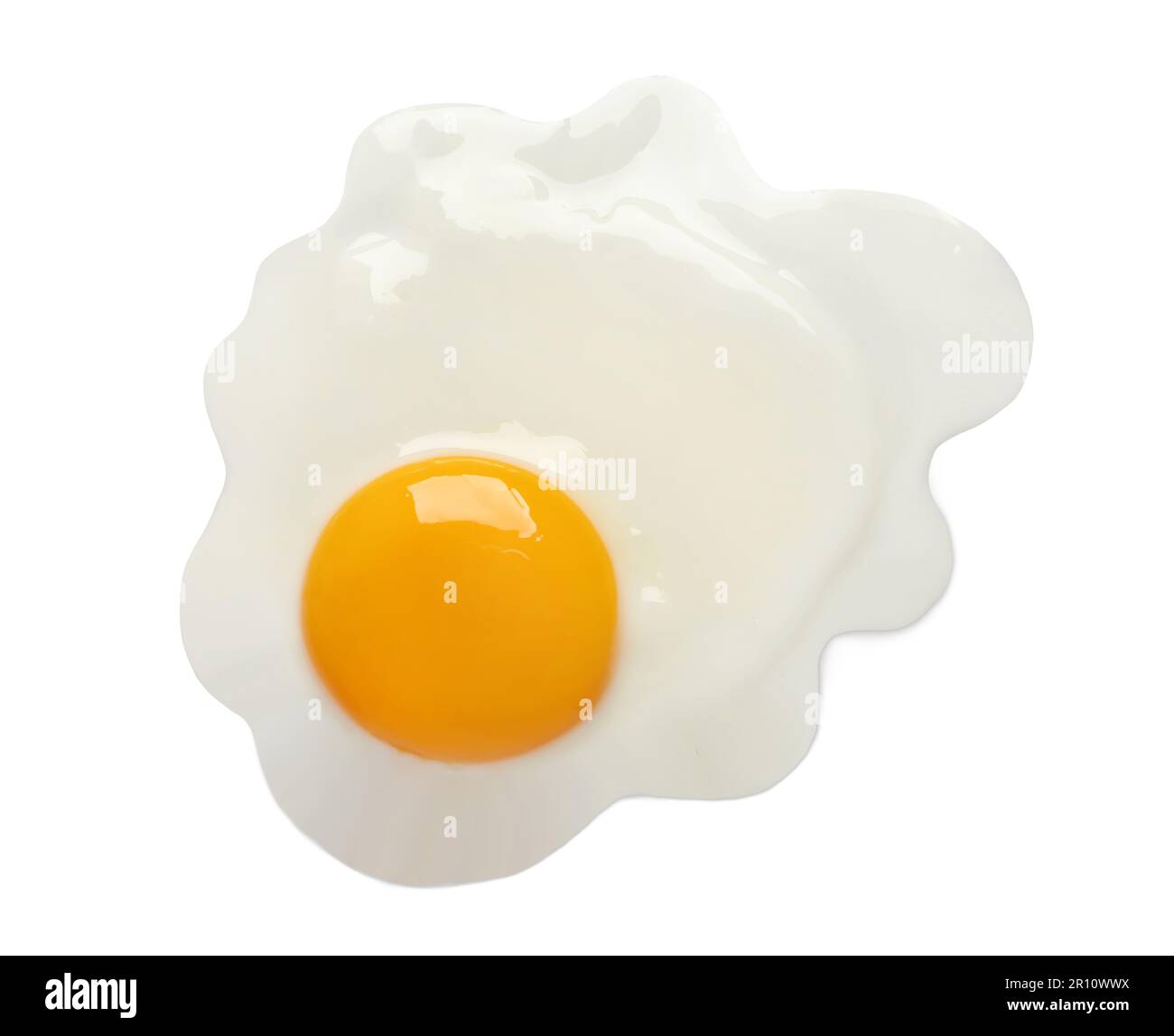 Tasty fried chicken egg isolated on white, top view Stock Photo - Alamy