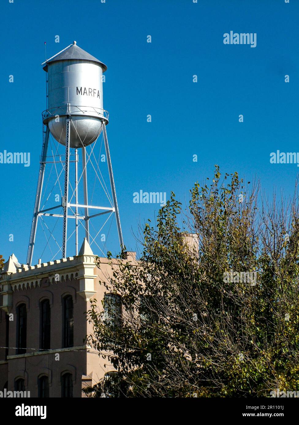 Marfa Water Tower in West Texas Stock Photo