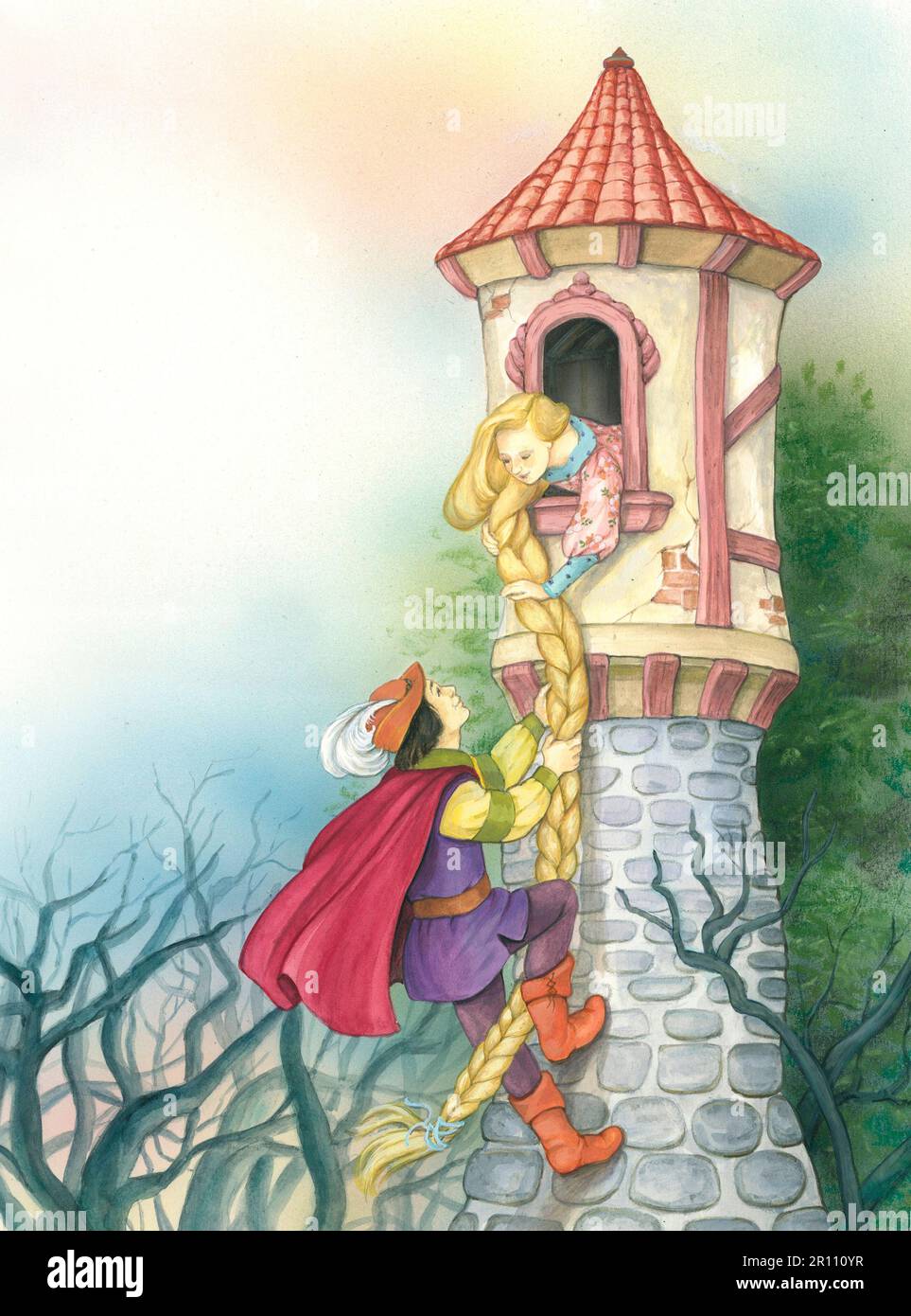 how to draw rapunzel in her tower