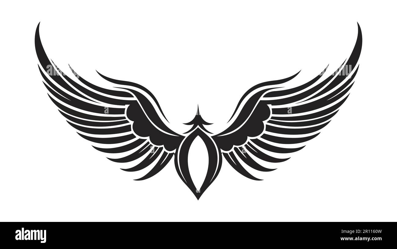Angel wings, bird wings collection cartoon hand drawn vector ...