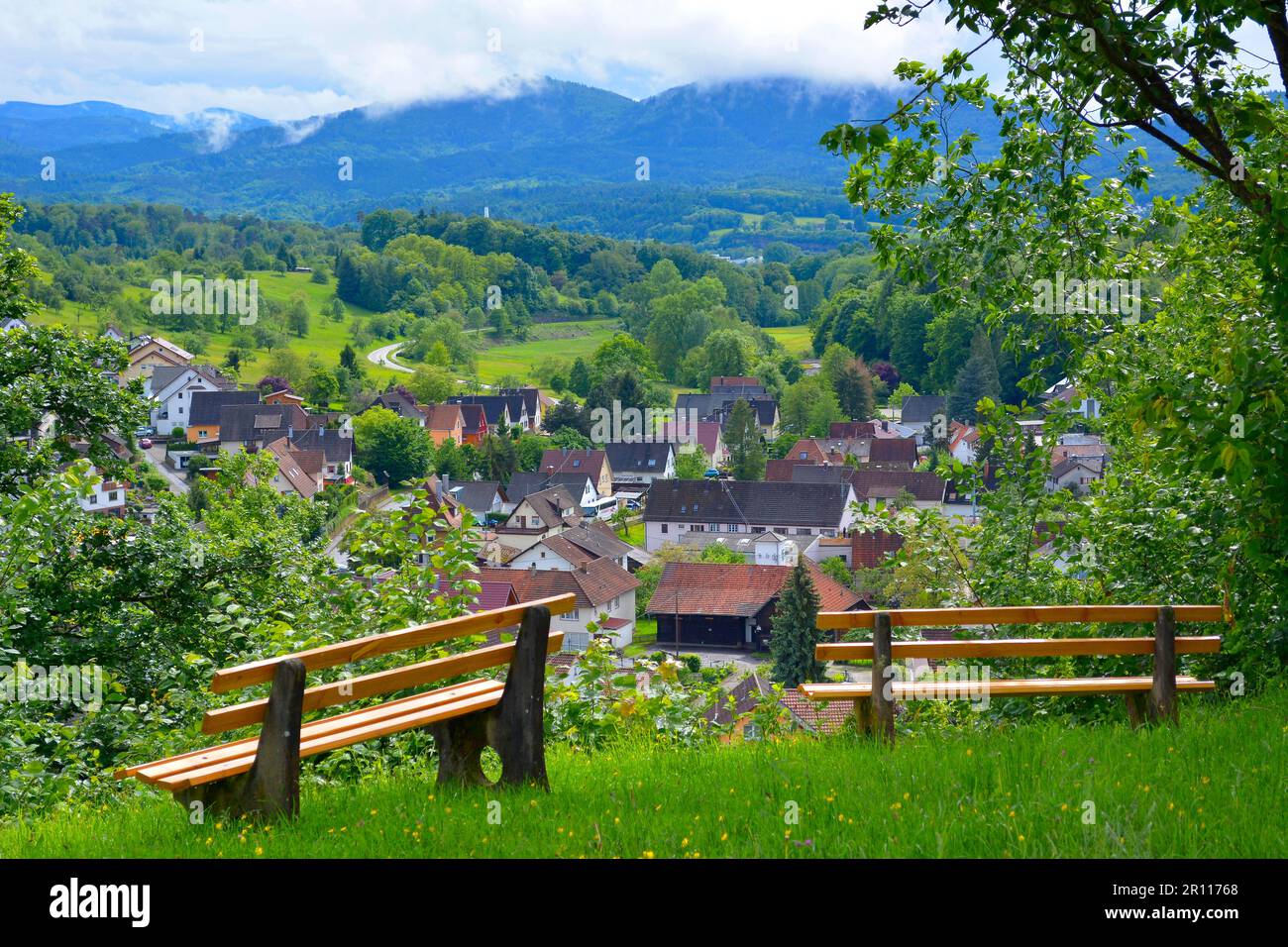Germany, Baden-Wuerttemberg, Northern Black Forest, Michelbach near Gaggenau, landscape photo, springtime Stock Photo