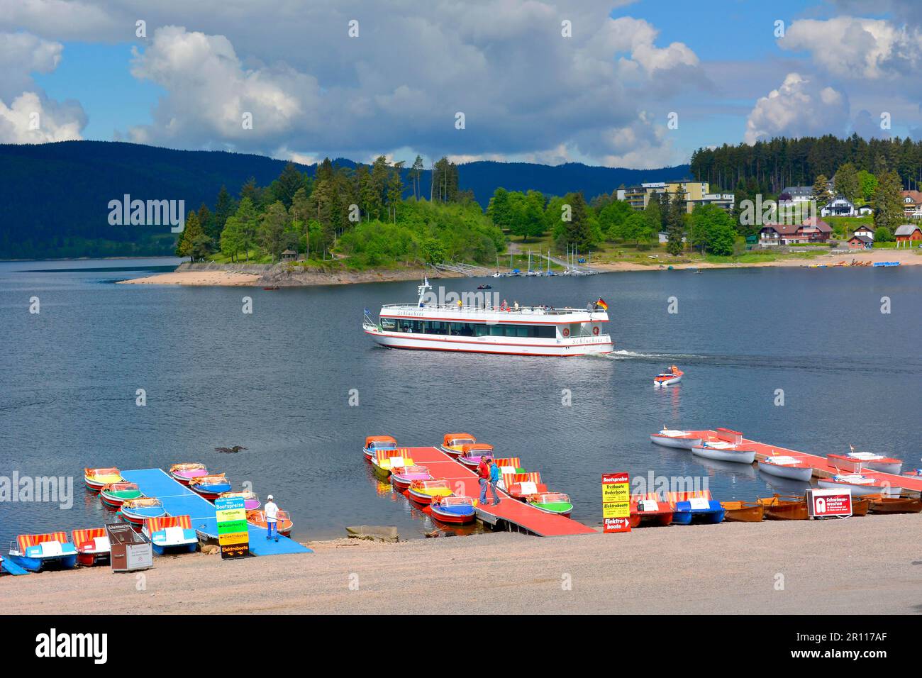 Black Forest, Baden-Wuerttemberg, Upper Black Forest, Schluchsee in summer, round trip boat, lake cruise, MS Schluchsee Stock Photo