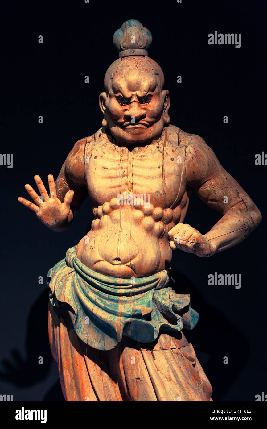 Japan, woodmade Kongorikishi statue, the muscular guardians of the Buddha, 13 century Stock Photo