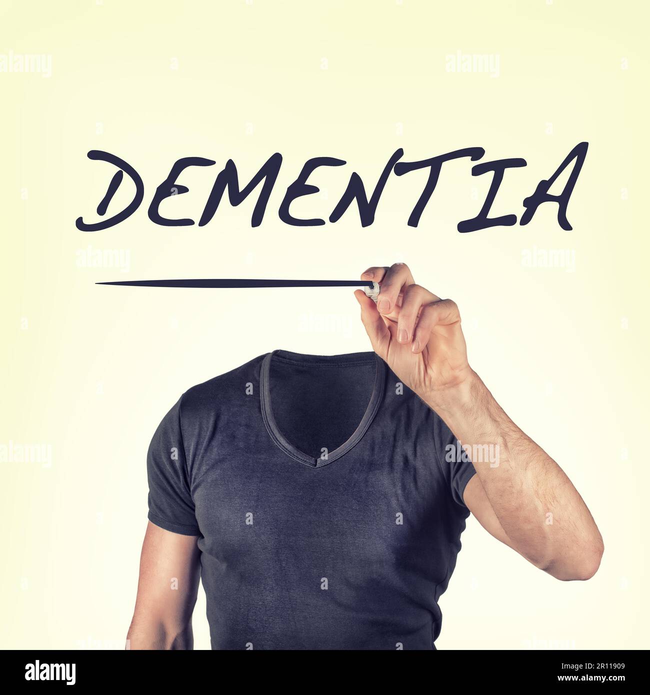 headless person with the word dementia Stock Photo Alamy