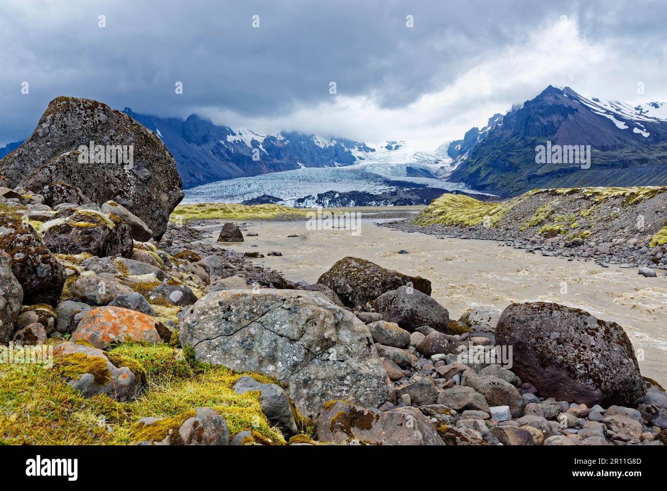 Outlet of Fjallsarlon glacier, circular road, South Iceland, Iceland