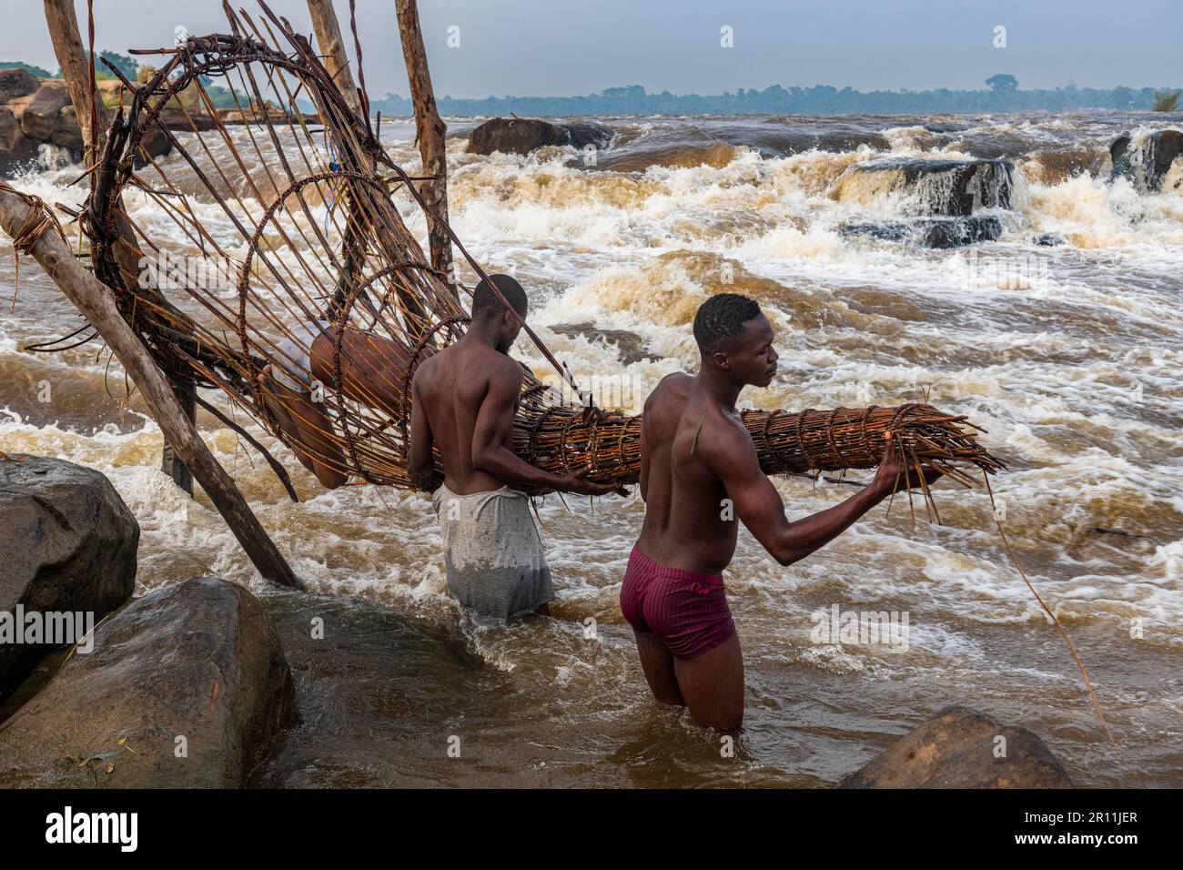 Indigenous fishermen from the Wagenya tribe, Congo river, Kisangani, DR ...