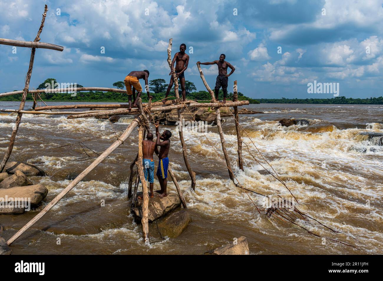 Indigenous fishermen from the Wagenya tribe, Congo river, Kisangani, DR