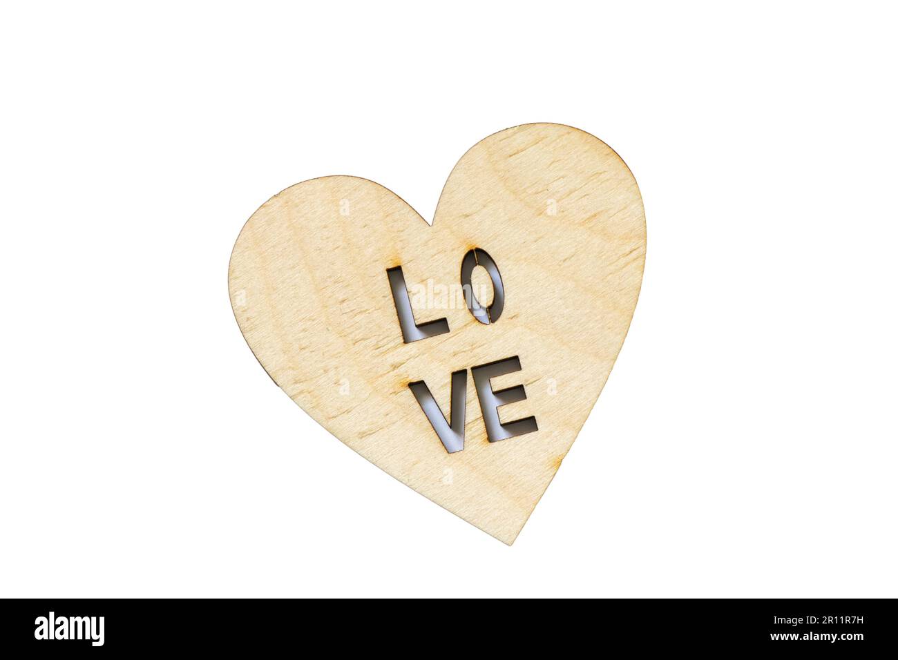 heart made of wood with the inscription love on an isolated background, feeling and emotions Stock Photo