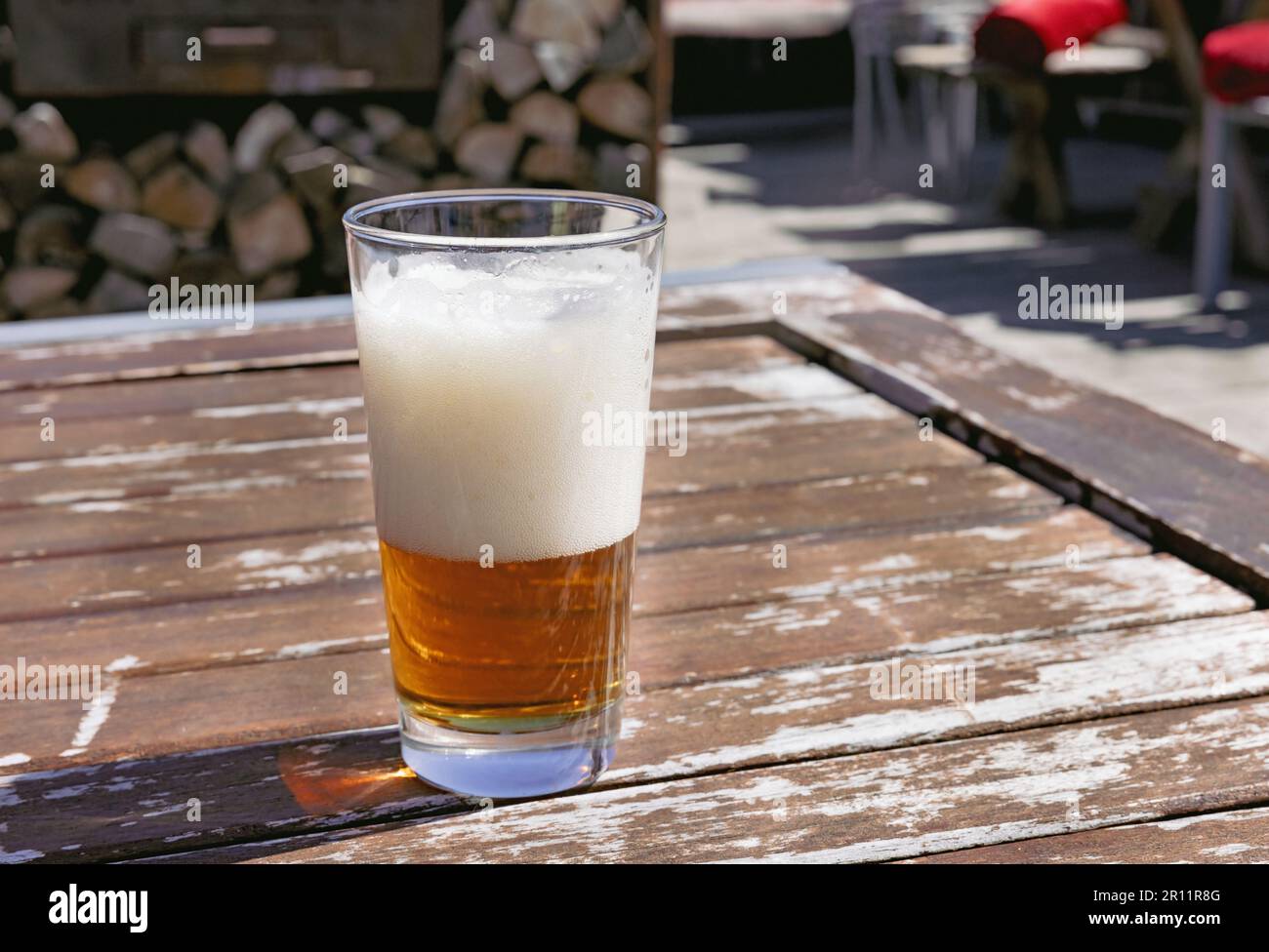 glass of beer on the table close-up Stock Photo