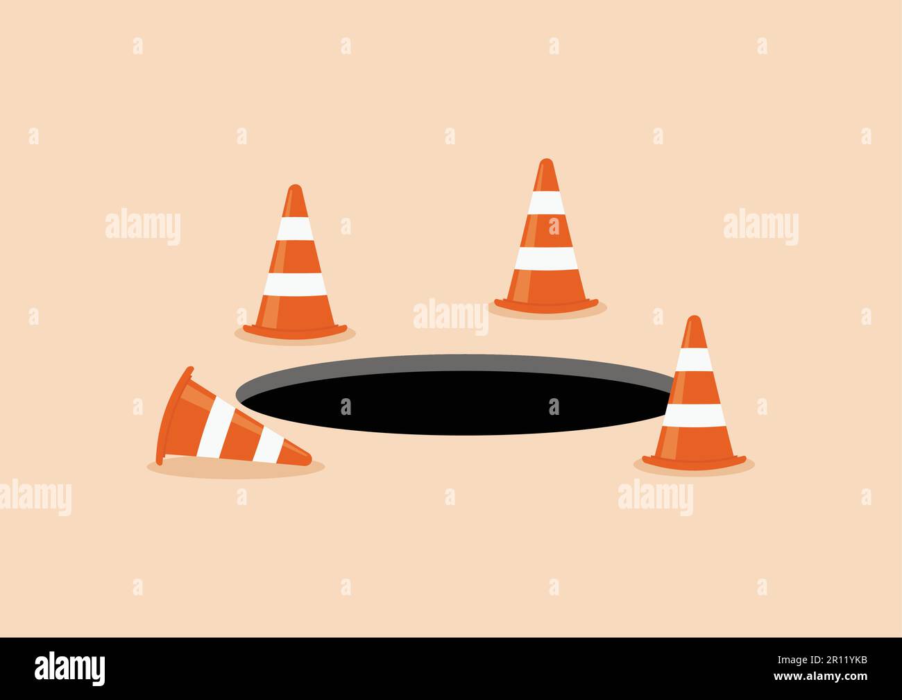 Under construction hole. Vector illustration Stock Vector