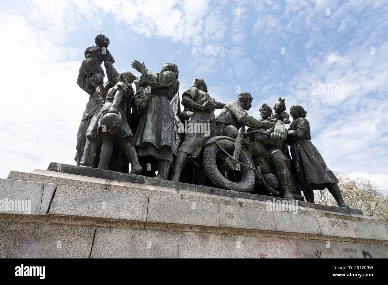Sofia, Bulgaria. May 2023.  Detail of the Monument to the Soviet Army in a park of the city center Stock Photo