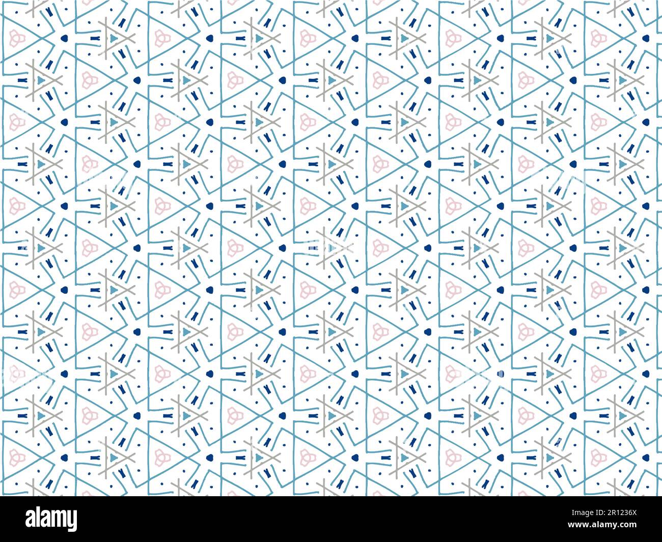Vector Illustration of Blue Abstract Mandala or Ikat Texture Seamless ...