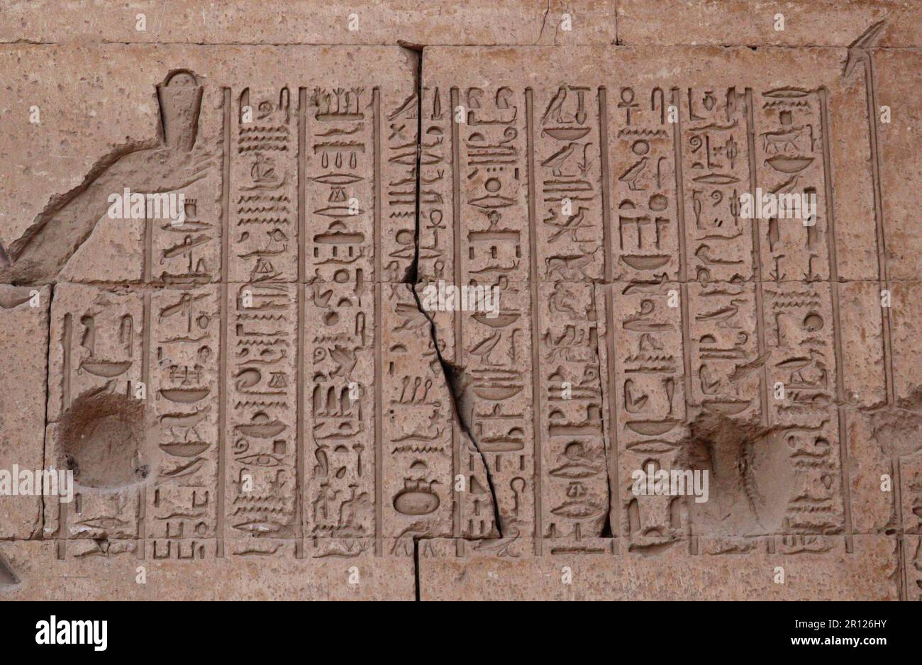 Ancient egyptian carvings and hieroglyphs at Karnak temple in Luxor
