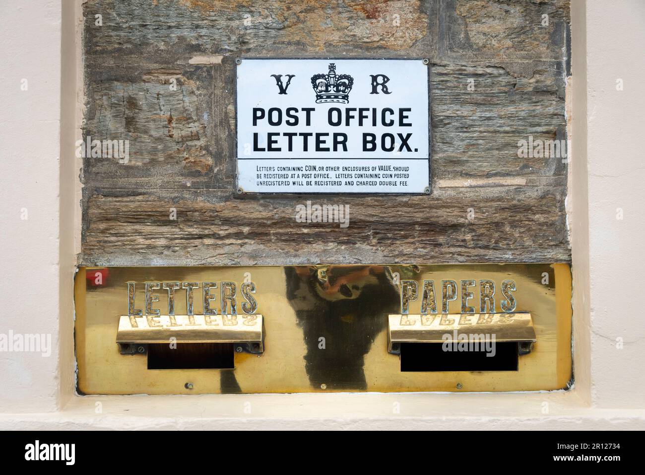 Victorian Post Office Letter Box, Ophir, Central Otago, South Island, New Zealand Stock Photo