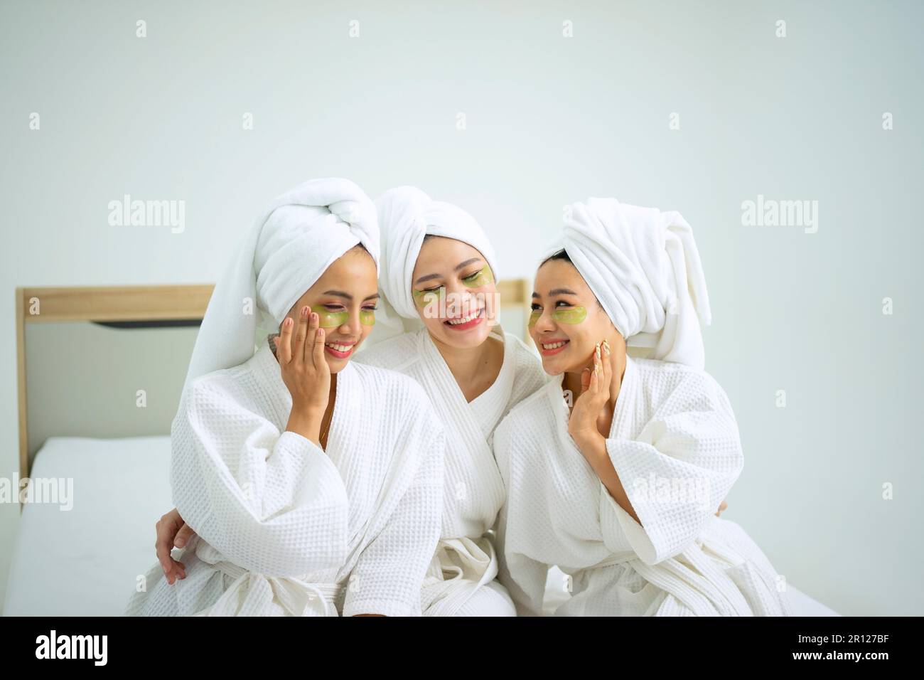 Pretty women spend time at resort and spa hotel. Travel and leisure activity concept. Stock Photo