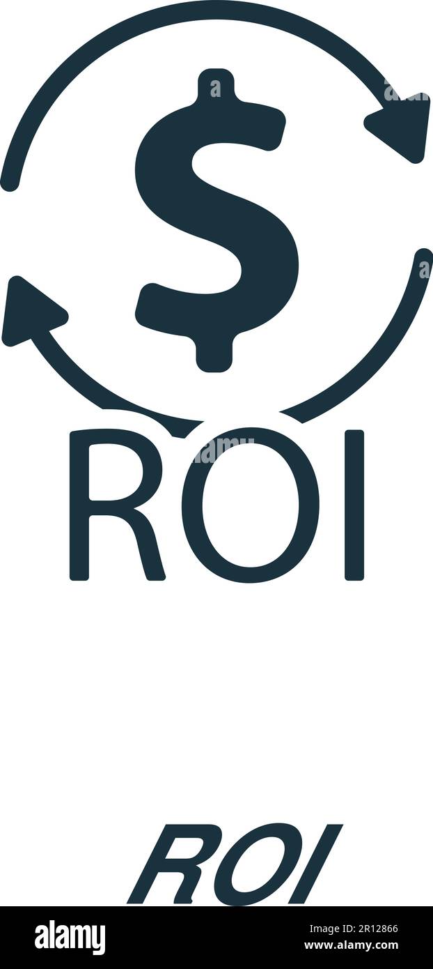 ROI icon. Monochrome simple sign from business concept collection. ROI ...