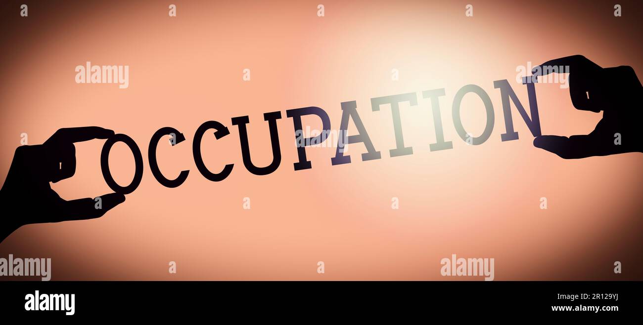 Occupation Using Hand Occupation - human hands holding black silhouette word, gradient ...