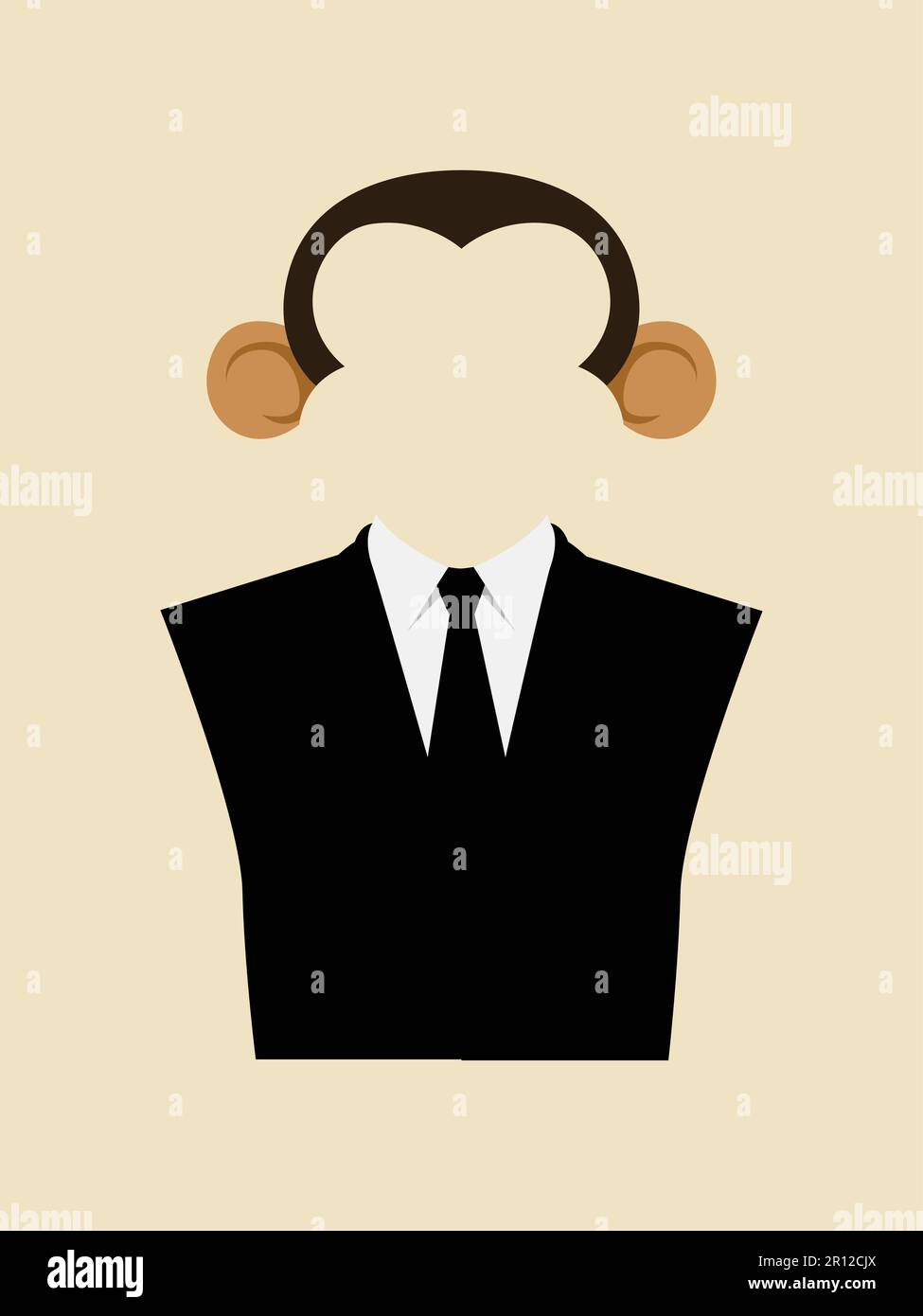 Symbol of a monkey wearing a suit Stock Vector