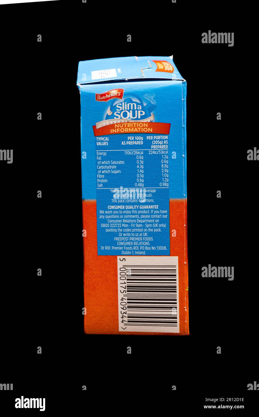 Irvine, Scotland, UKMarch 12, 2023 Batchelor’s branded Cup a Soup four sachet packet in fully