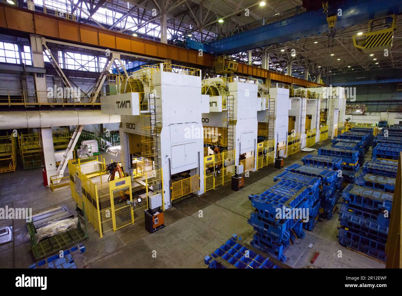 Nizhny Novgorod, Russia - November 21, 2020: GAZ car production plant. Factory interior with giant Erfurt stamping presses Stock Photo