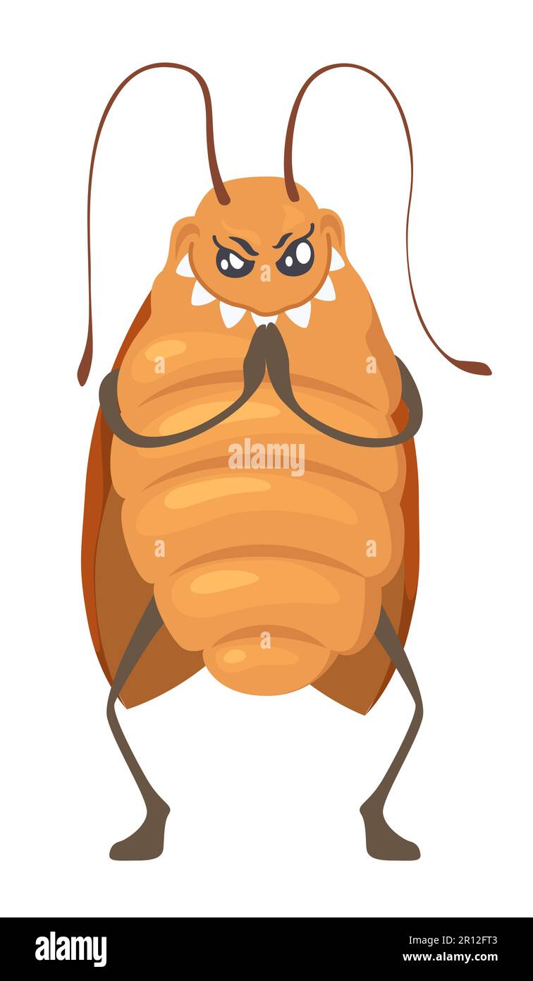 Cockroach mascot rubbing paws rudely vector illustration Stock Vector