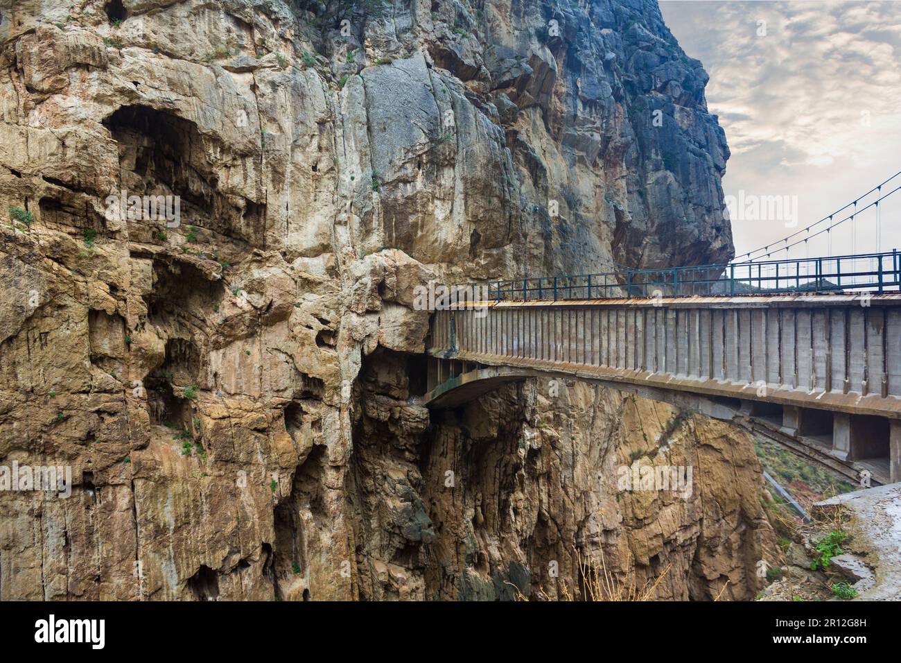 Bridge at famous mountain path El Caminito del Rey in El Chorro, Spain Stock Photo
