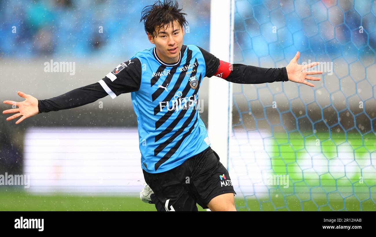 Kanagawa, Japan. 7th May, 2023. Kawasaki Frontale's Yasuto Wakizaka  celebrates after scoring a goal during the 2023 J1 League match between Kawasaki  Frontale 1-0 Sagan Tosu at Kawasaki Todoroki Stadium in Kanagawa,