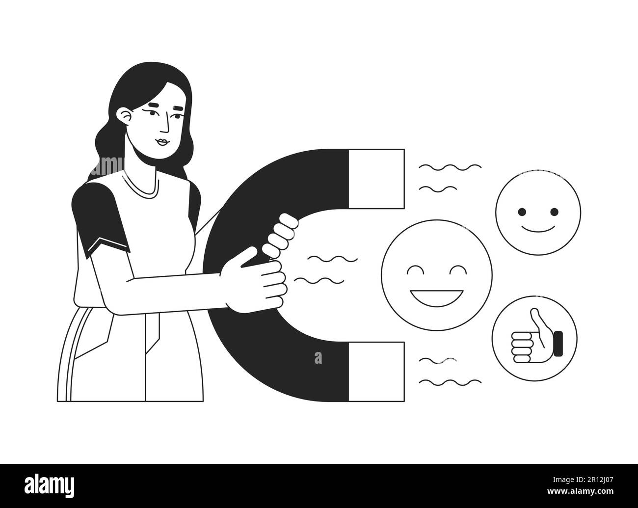 Audience satisfaction bw concept vector spot illustration Stock Vector