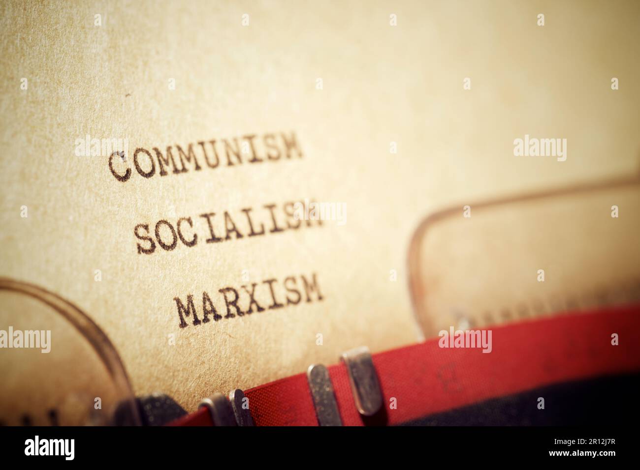 Communism Socialism Marxism text written with a typewriter. Stock Photo