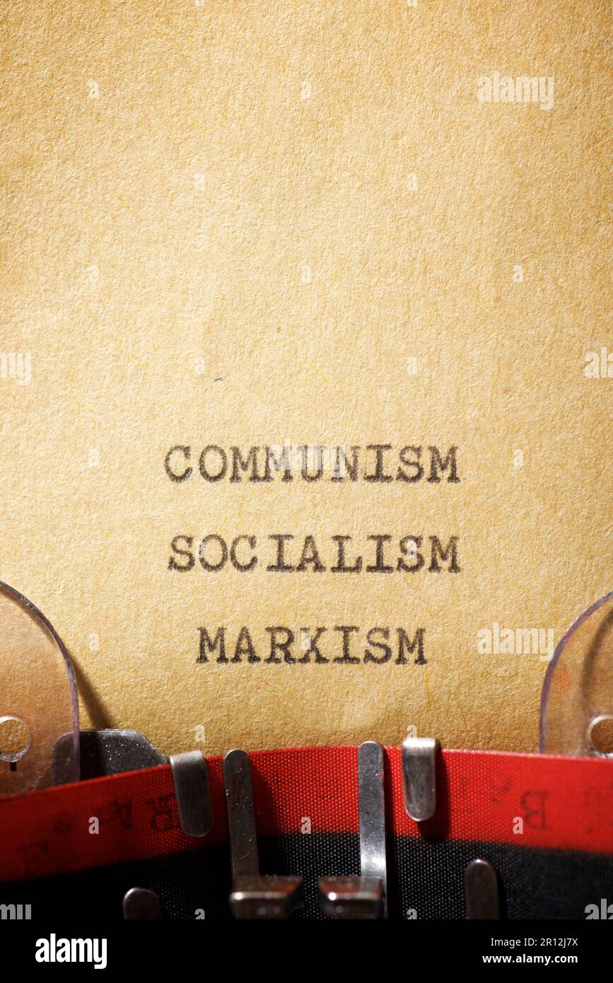 Communism Socialism Marxism text written with a typewriter. Stock Photo